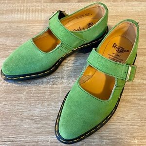 Dr. Martens Green Suede Mary Janes
